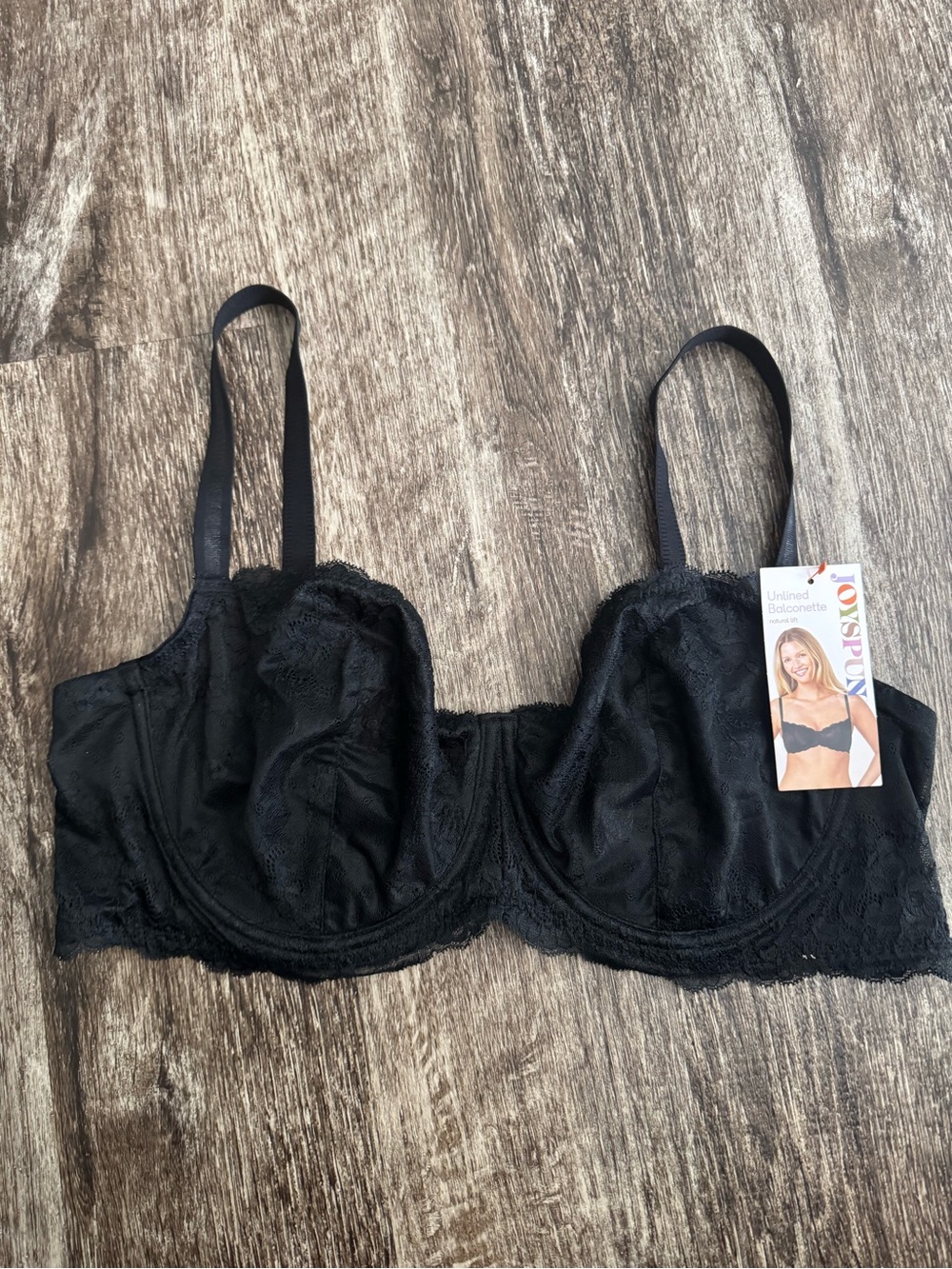 Lace Unlined Underwire Bra - Black